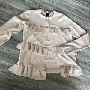 Ann Taylor Cream Button-Up Cardigan